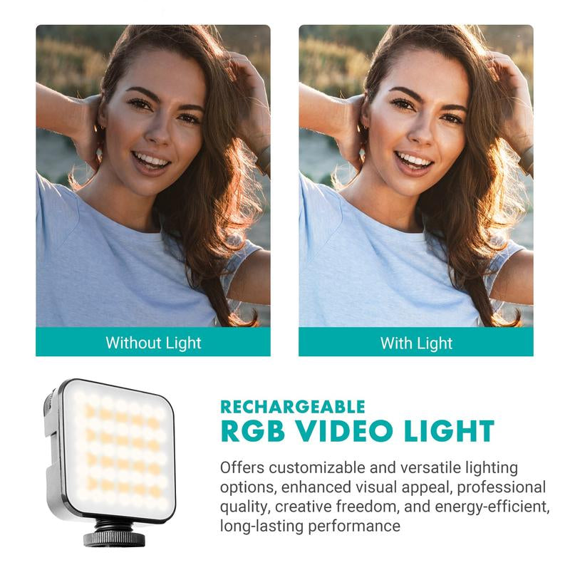 Movo - Ivlogger-Pro Smartphone Video Kit - Universal Compatibility: USB-C, Lightning & 3.5Mm Connections - VXR10 Shotgun Mic, Rechargeable RGB Light