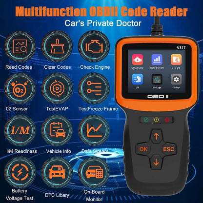 Car OBD2 Scanner, Auto Check Car Engine Fault Code Reader, Automotive Diagnostic Scan Tester Tool, OBDII/EOBD Scan Tool