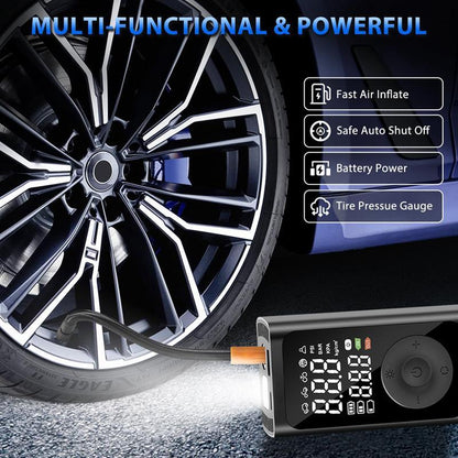 Digital Display Car Air Pump with Tire Pressure Monitor, Wireless Tire Inflator, 4500Mah Car Air Compressor, USB Rechargeable Tire Air Pump with LED Light