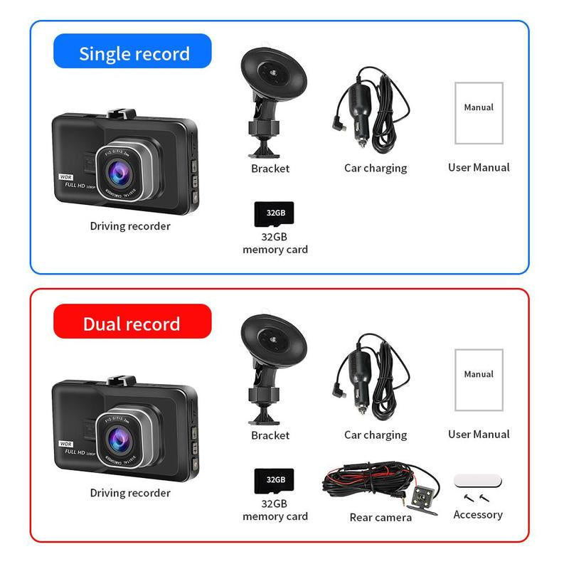 Car Dash Camera, 1080P Ultra Wide Angle HD Lens HD Night Vision Car WDR, Motion Detection, Parking Mode Car Video Recorder with 32GB Memory Card