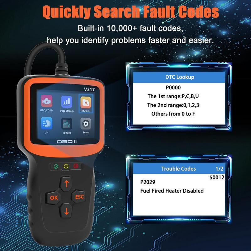 Car OBD2 Scanner, Auto Check Car Engine Fault Code Reader, Automotive Diagnostic Scan Tester Tool, OBDII/EOBD Scan Tool