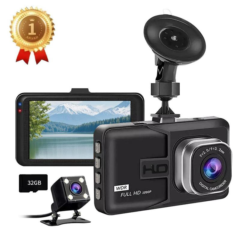 Car Dash Camera, 1080P Ultra Wide Angle HD Lens HD Night Vision Car WDR, Motion Detection, Parking Mode Car Video Recorder with 32GB Memory Card