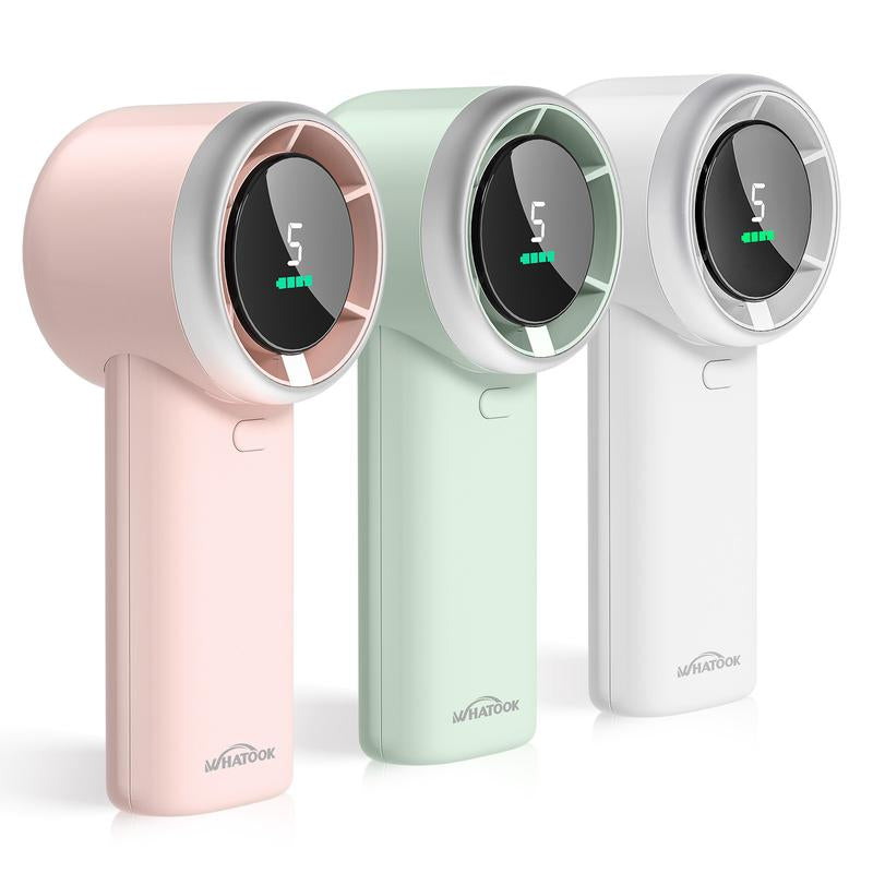 WHATOOK Handheld Turbo Fan ,5 Powerful Adjustable Speed 3800Mah Battery up to 12H Working ,For Kids Girls Boys Woman Man Home Office Outdoor Travel Pink-White-Green