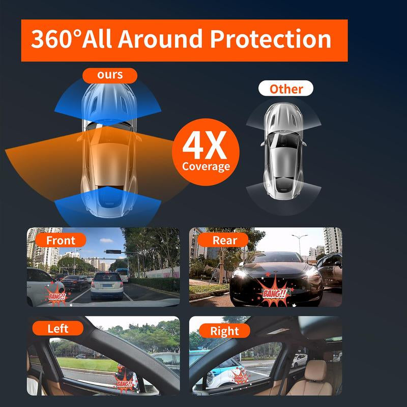 4-In-1 Car DVR, 360° Full HD 1080P Car DVR, Car Rear View Camera, Car Charger Version, Car Accessories, Summer Essentials