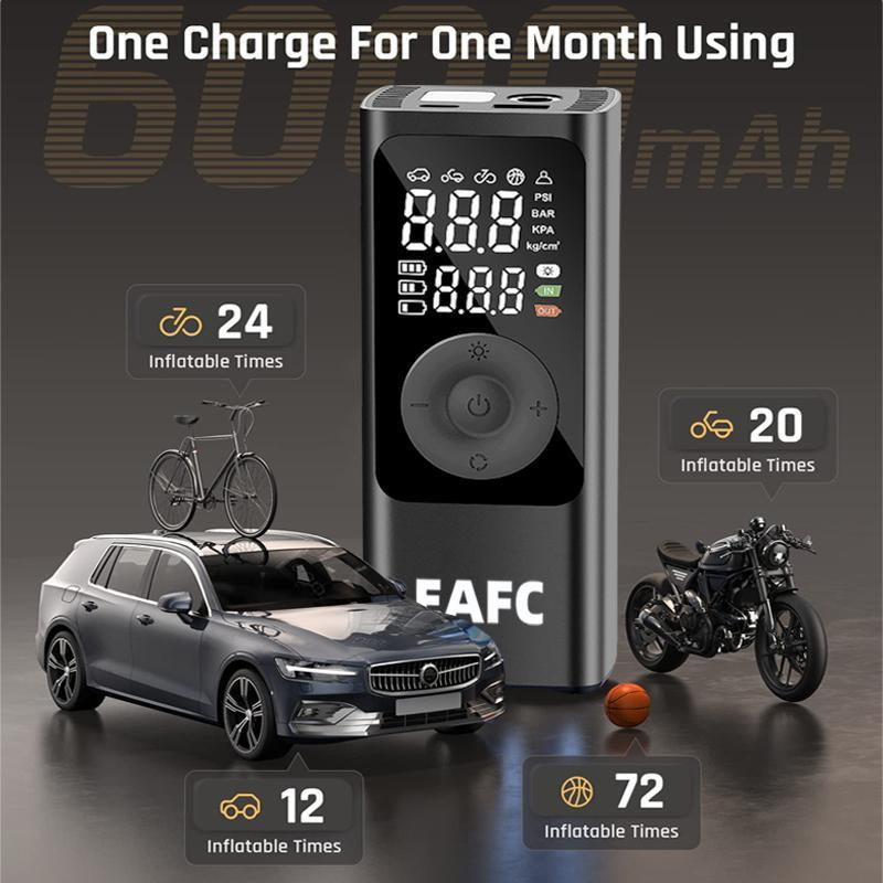 Digital Display Car Air Pump with Tire Pressure Monitor, Wireless Tire Inflator, 4500Mah Car Air Compressor, USB Rechargeable Tire Air Pump with LED Light